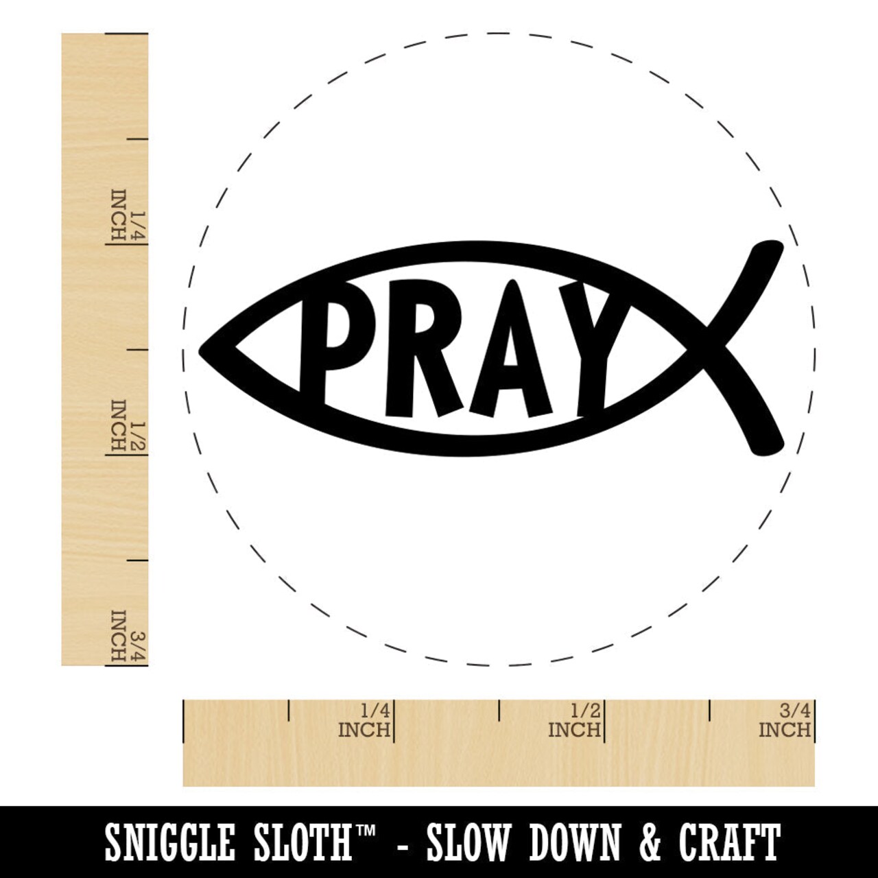 Pray Ichthys Fish Christian Sketch Rubber Stamp for Stamping Crafting Planners